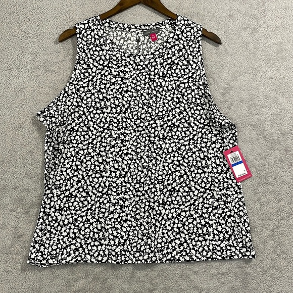 NEW Vince Camuto Womens XL Printed Split-Back Key Rich Black Small Floral Multi - Picture 2 of 10